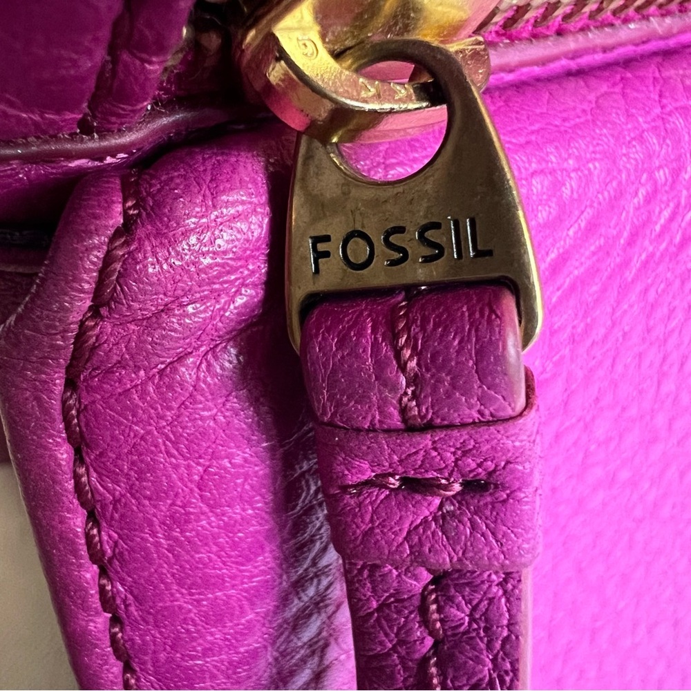 Fossil Erin flat pebble leather wallet fuchsia pink - Picture 6 of 16